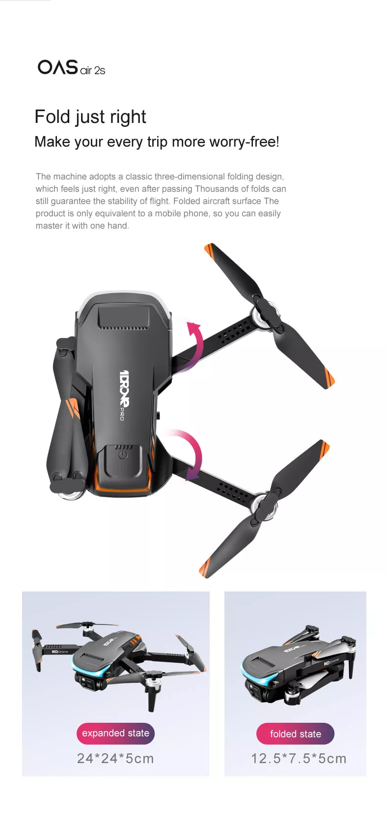 Z888 Drone, oasair 2s fold just right make your every trip more