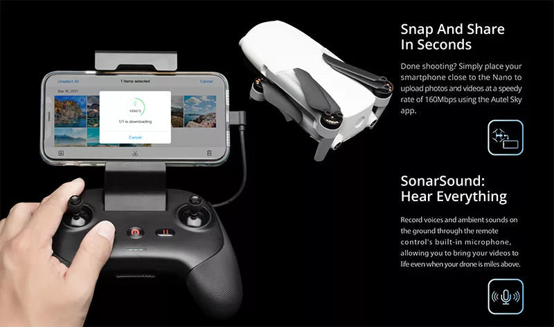 Autel Robotics EVO Nano Plus 4K HD Camera 3-Axis Ultralight Mini Drone Professional Camera Drone 14 vdeosata speedy Tate Ol 16OMbps using the Autel