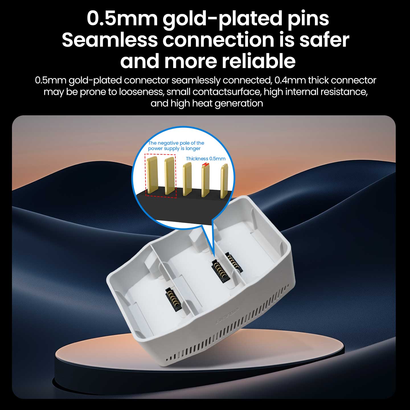 0.5mm gold-plated, thicker pins ensure safer, reliable connections with less resistance, heat, and looseness for better performance and durability.