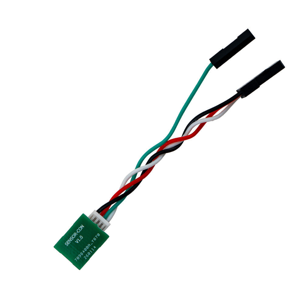 ERS Sensor UART to Dual PWM Adapter with 4-wire harness and white board connector, angled view