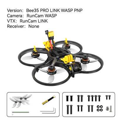 SpeedyBee Bee35 -  3.5 inch FPV, The SpeedyBee Bee35 is a drone with a 3.5-inch FPV setup, featuring an O3 Air Unit, Wasp VTX, and a RunCam WASP camera.