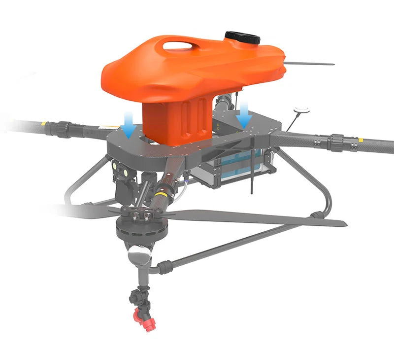 F16 16L Agriculture Drone - 4 Axis 16L Quick Release Tank Crop Spreader RTF Spraying Drone With ARRIS A40 propulsion system, Jiyi K++ FC, Fpv Camera, Radar , SKydroid H12 Radio 11 F16 16L Agriculture Drone, front of F16 is equipped with 8w high-brightness LED, 120 degree wide