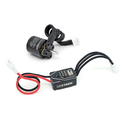 GECKO 1212 PRO brushless motor and MINI24 PRO ESC with motor, battery, and receiver leads