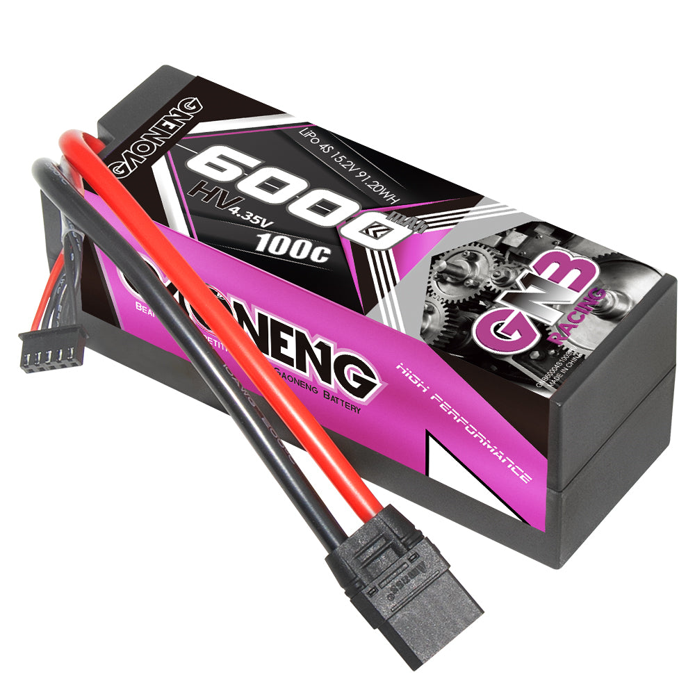 GNB 4S LiHV 15.2V 6000mAh 100C hard case LiPo battery with XT90 plug and balance lead