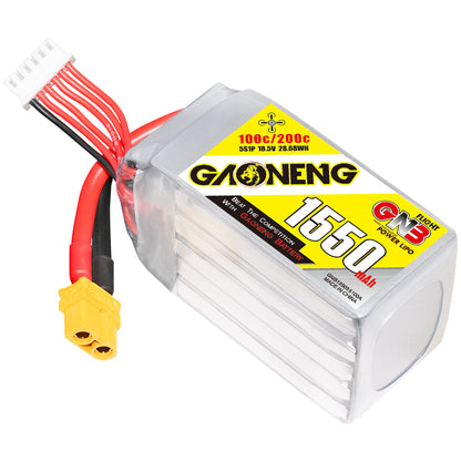 GAONENG GNB 5S 18.5V 1550mAh 100C XT60 LiPo Battery for 5-6 Inch FPV Drone, RC Airplane and Quadcopter