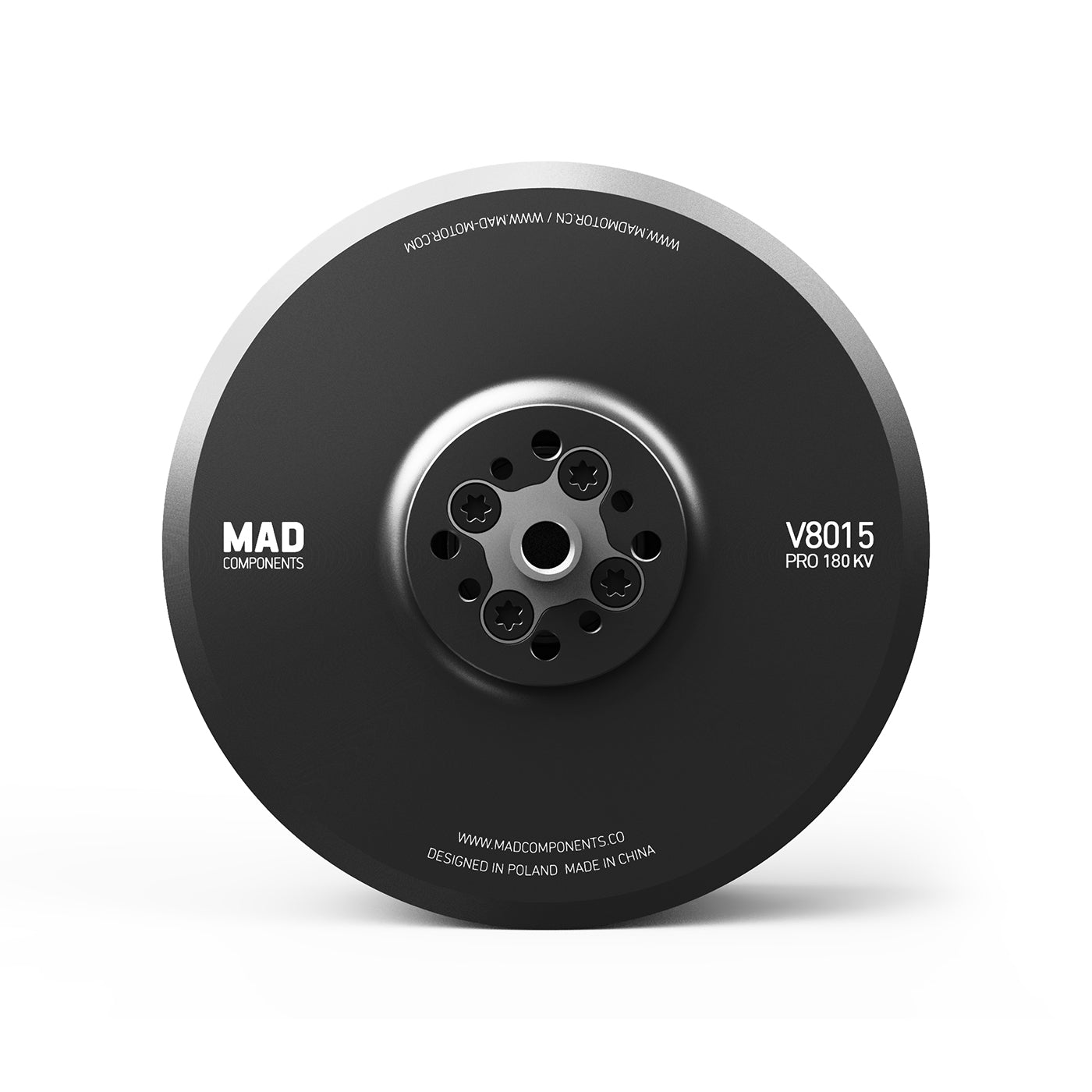 MAD V8015 Pro 180KV eVTOL drone motor with round black housing and central mounting bolt pattern