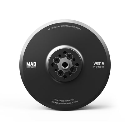 MAD V8015 Pro 180KV eVTOL drone motor with round black housing and central mounting bolt pattern