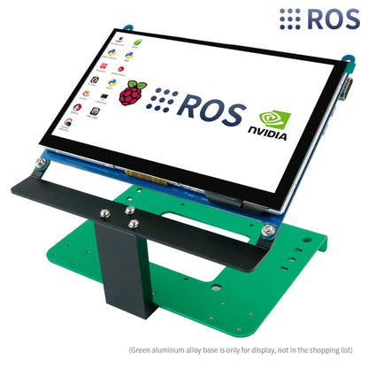 7 inch display screen metal bracket mounted with 7-inch LCD on angled stand, front three-quarter view