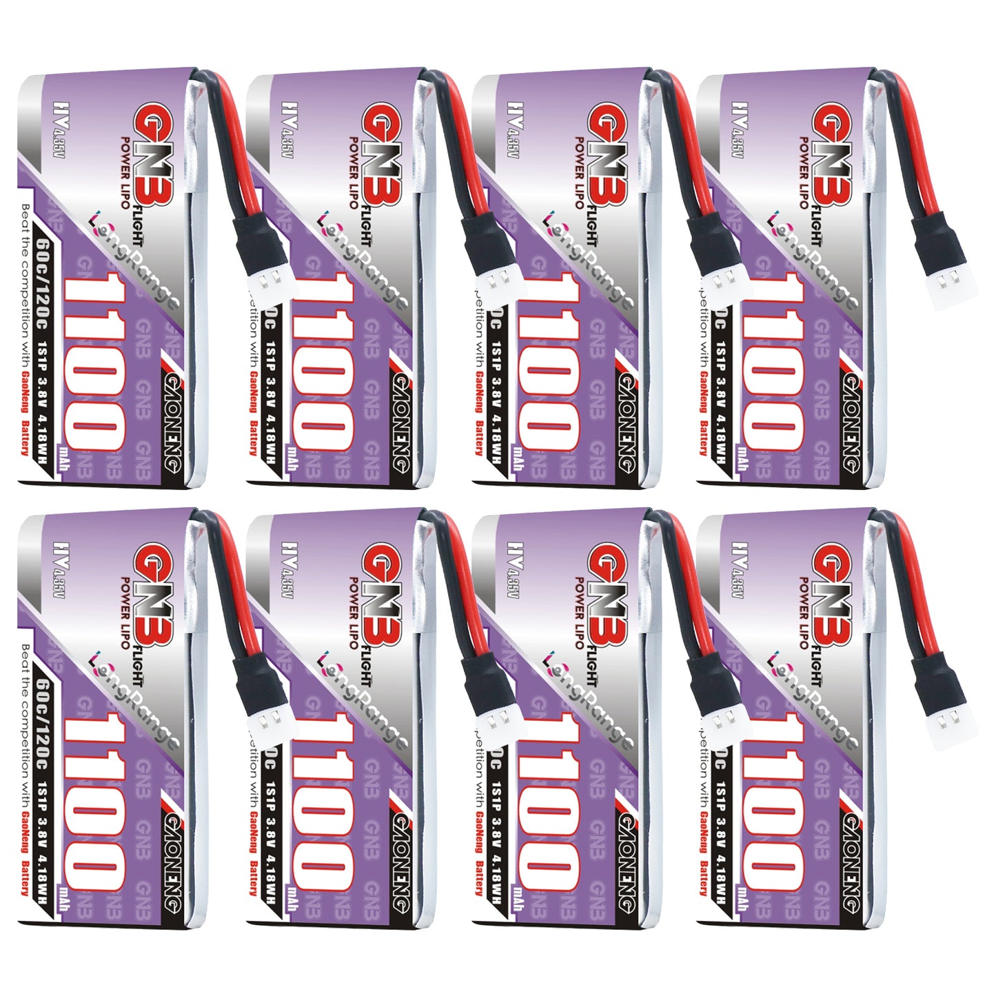 GAONENG GNB LiHV 1S 3.8V 1100mAh 60C Molex 51005 Cabled LiPo Battery Long Range