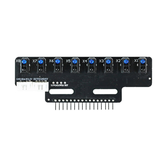 Yahboom YB-MX04-2.0 8-channel infrared tracking sensor module, top view with X1–X8 sensors