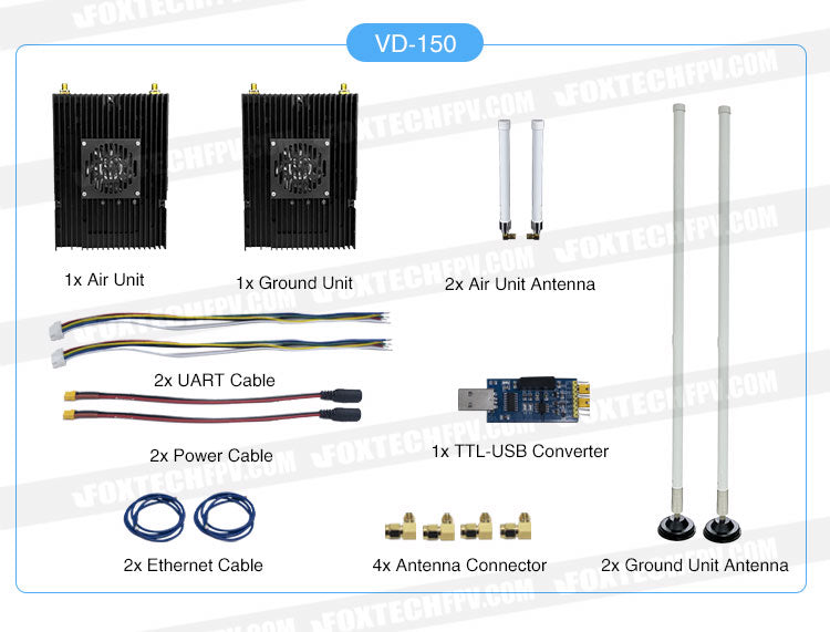 Foxtech VD-150, 2x UART Cable Cable Cable Ix TTL-USB Converter 00 2x