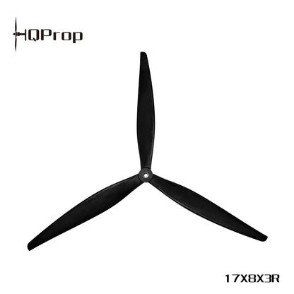HQProp 17x8x3R tri-blade propeller with HQProp logo and 17X8X3R marking