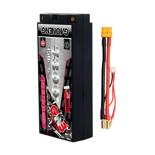 GAONENG GNB 2S 7.6V 7300mAh 150C LCG hard case LiHV LiPo battery with yellow plug lead