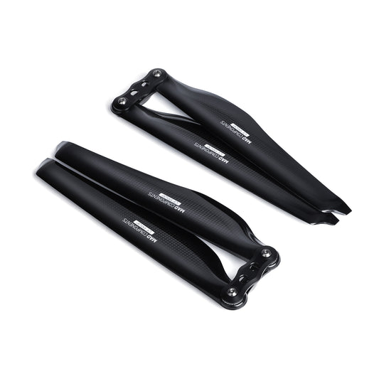MAD Components FLUXER Pro glossy carbon fiber folding propeller blades with mounting hub for multirotor drone