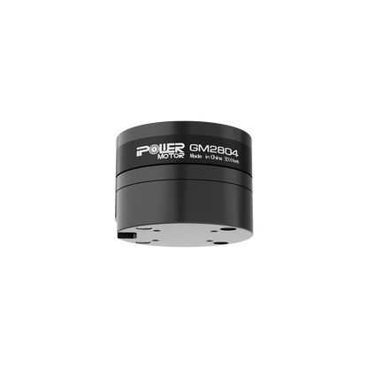 iFlight GM2804 Brushless Gimbal Motor, GM2804 brushless gimbal motor in black cylindrical housing with flat mounting base and POWER MOTOR label