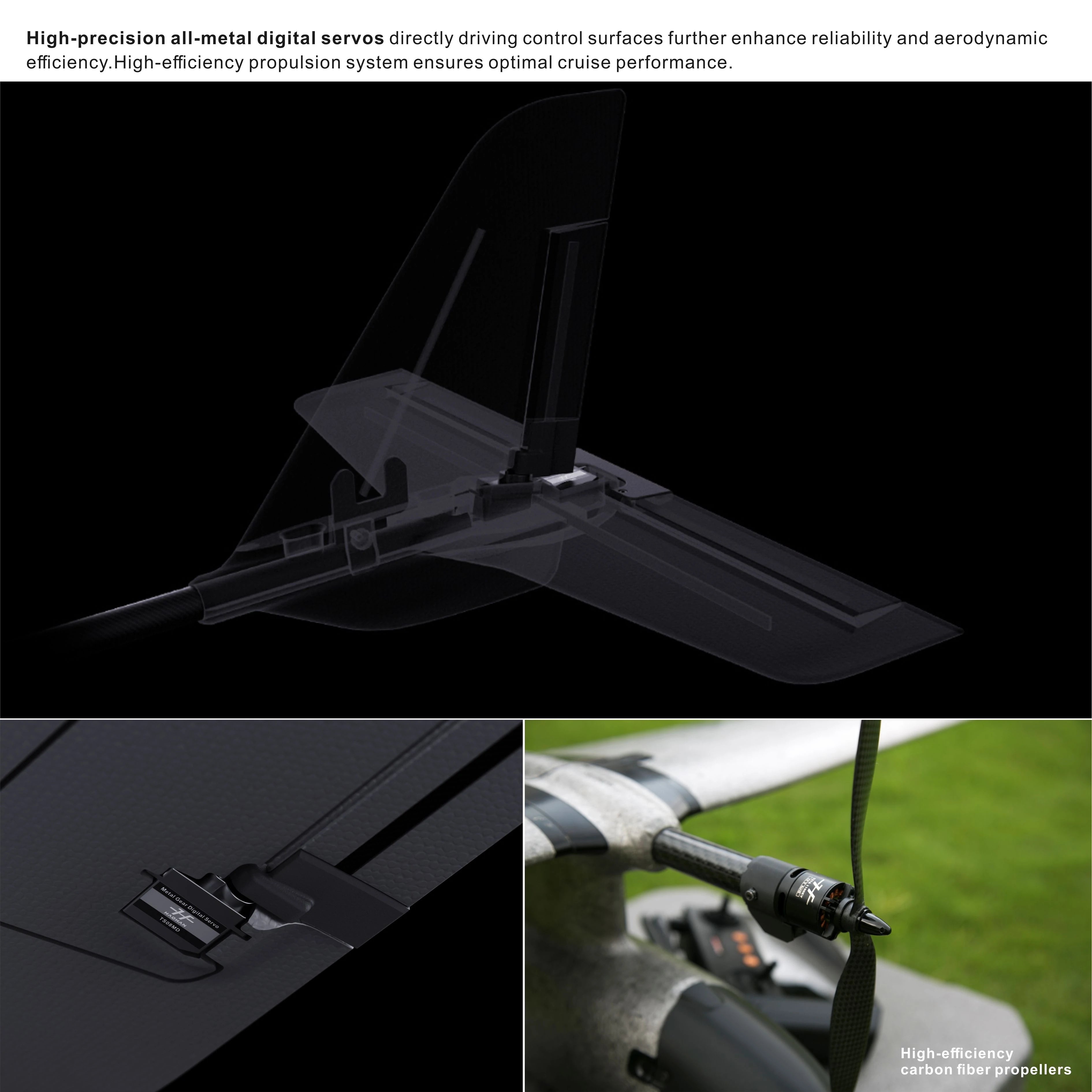 HAOHAN Firefly Modular & Multi-Mount FPV Patrol Drone Support VTOL 1080mm Wingspan EPP RC Airplane PNP / SEMI Version Advanced metal servos and efficient propulsion for reliable and aerodynamic flight.