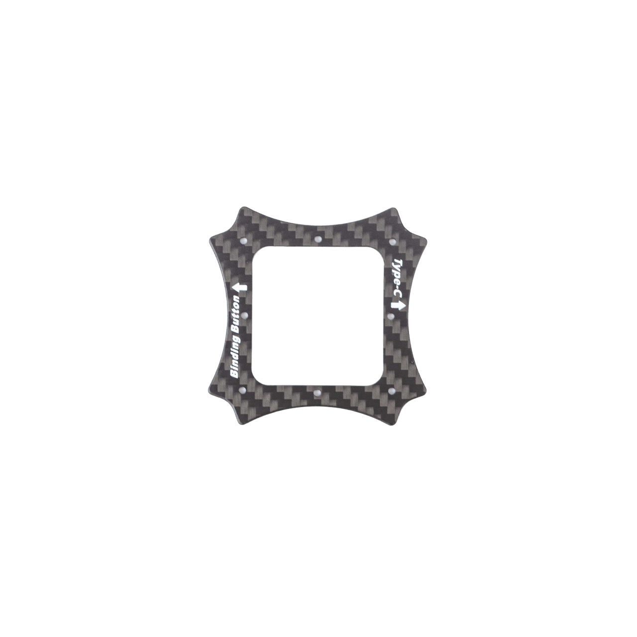 Carbon fiber battery bottom plate insert with square cutout, labeled battery bottom plate