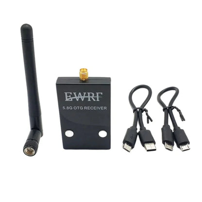 EWRF 5.8GHz 56CH UVC OTG Audio FPV receiver kit with antenna and USB OTG cables