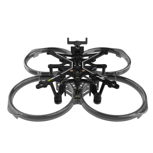 Flywoo FlyLens 85 2-inch whoop frame kit with clear duct rings, black center plate, and front camera mount
