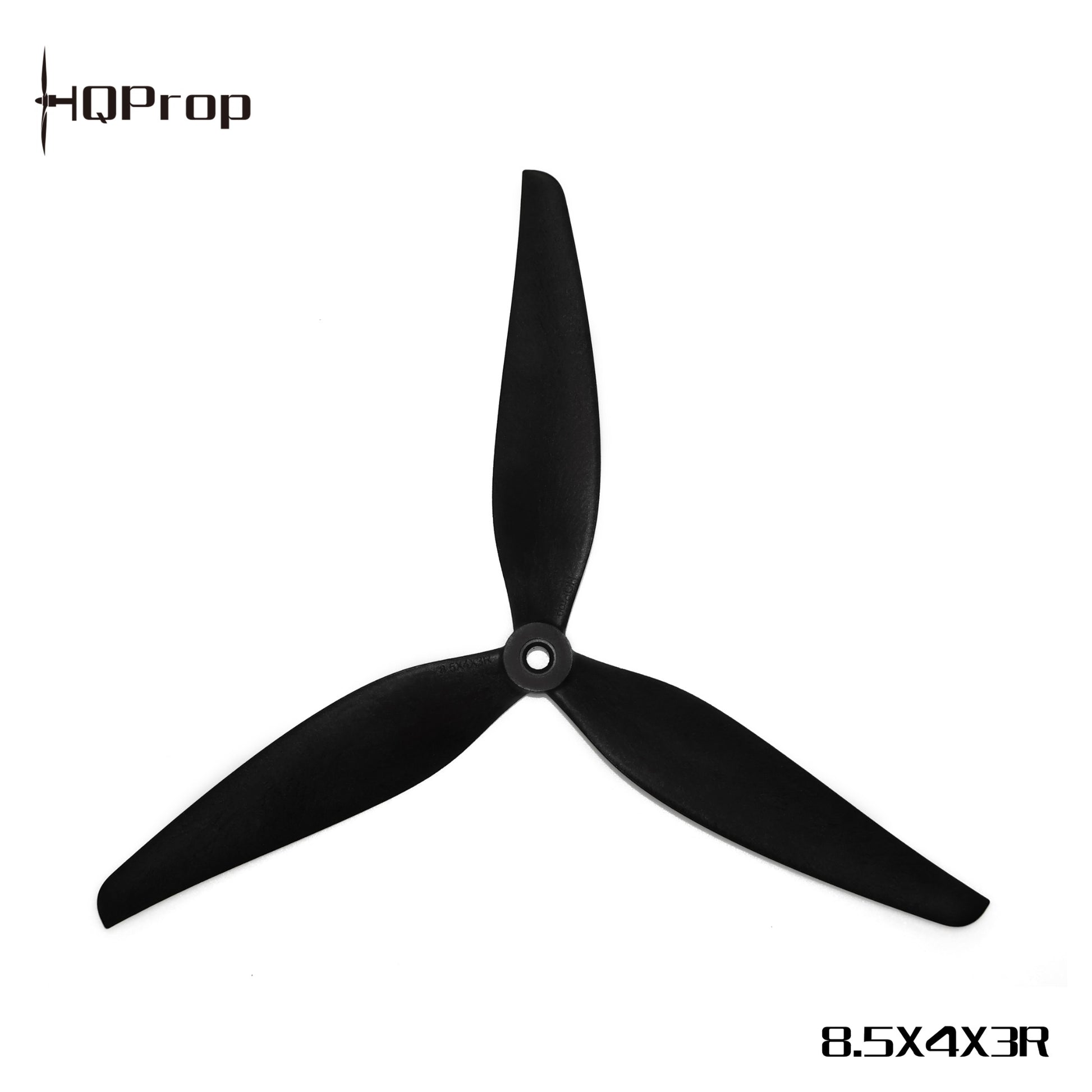 HQ MacroQuad 8.5x4x3R tri-blade propeller (right rotation), black prop with HQProp marking