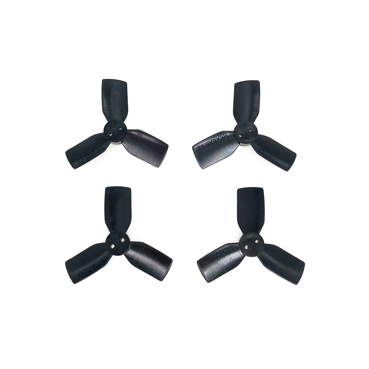 HQ Durable Prop T1.9x3x3 black 3-blade polycarbonate propeller set, four props (2CW + 2CCW)