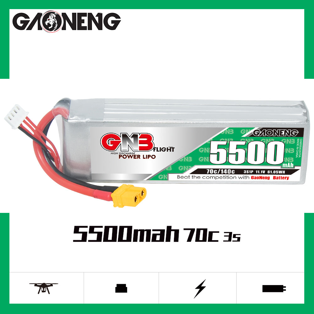 GAONENG GNB 3S 11.1V 5500mAh 70C LiPo Battery XT60