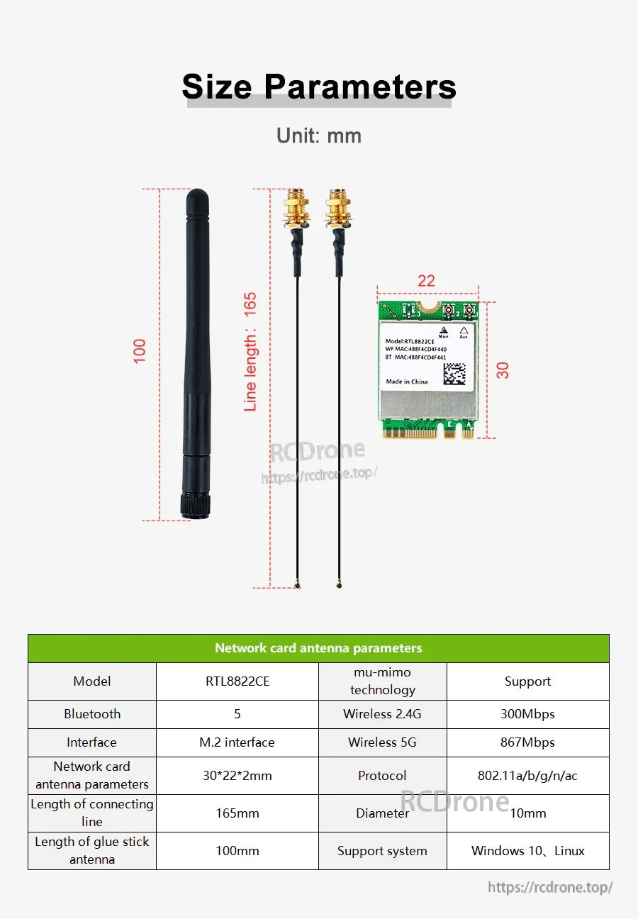 8822CE NGW dual-band network card M.2 for Jetson NANO/Xavier NX/TX2 NX/Orin NANO SUPER/Orin NX SUPER