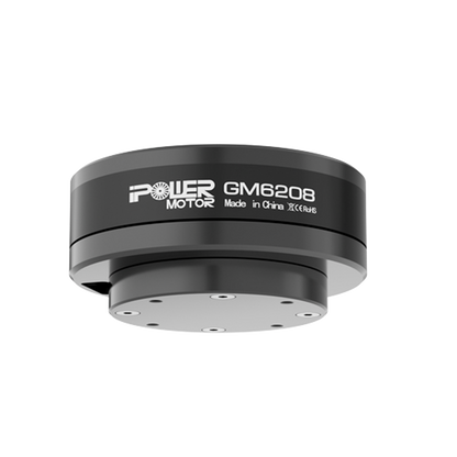iFlight GM6208-150T Brushless Gimbal Motor, GM6208 brushless gimbal motor with black cylindrical housing and mounting plate, labeled iPower Motor