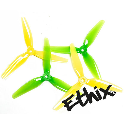 HQProp Ethix S4 Lemon Lime 5 inch 3-blade propeller set, green and yellow (2CW + 2CCW)