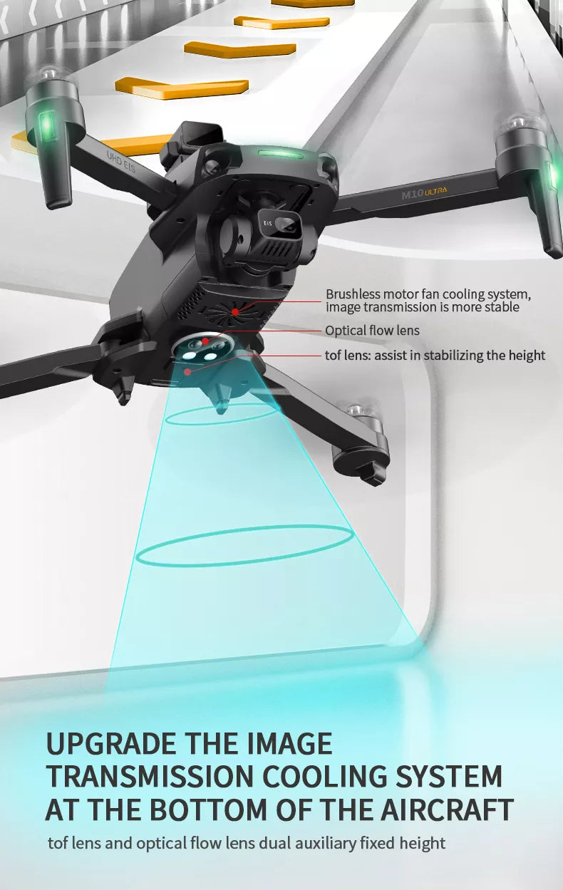 M10 Ultra Drone, image transmission is more stable Optical flow lens tof lens: assist in stabilizing the