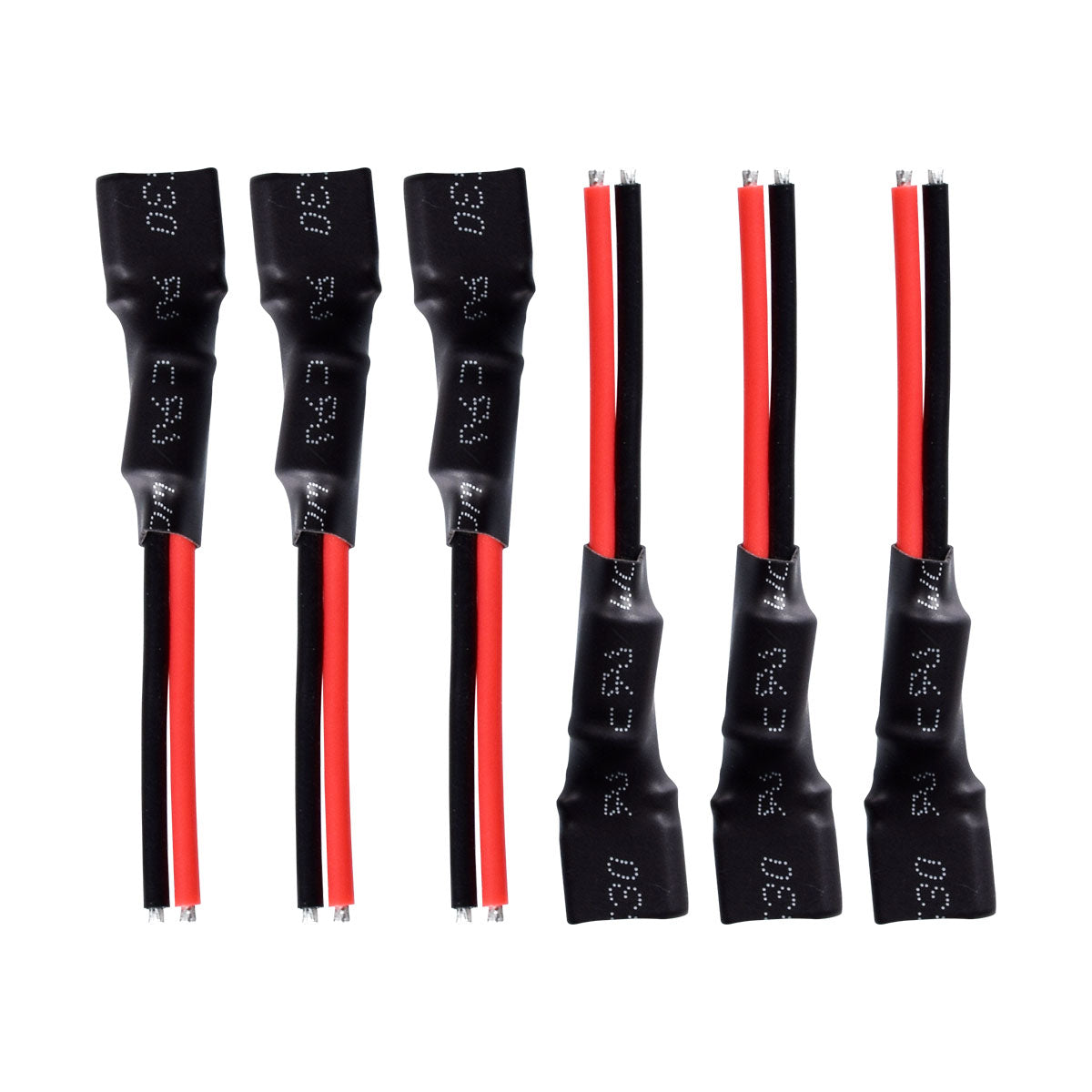 BetaFPV 4S Whoop Power Cable pigtail set, red and black leads with black heat‑shrink sleeves