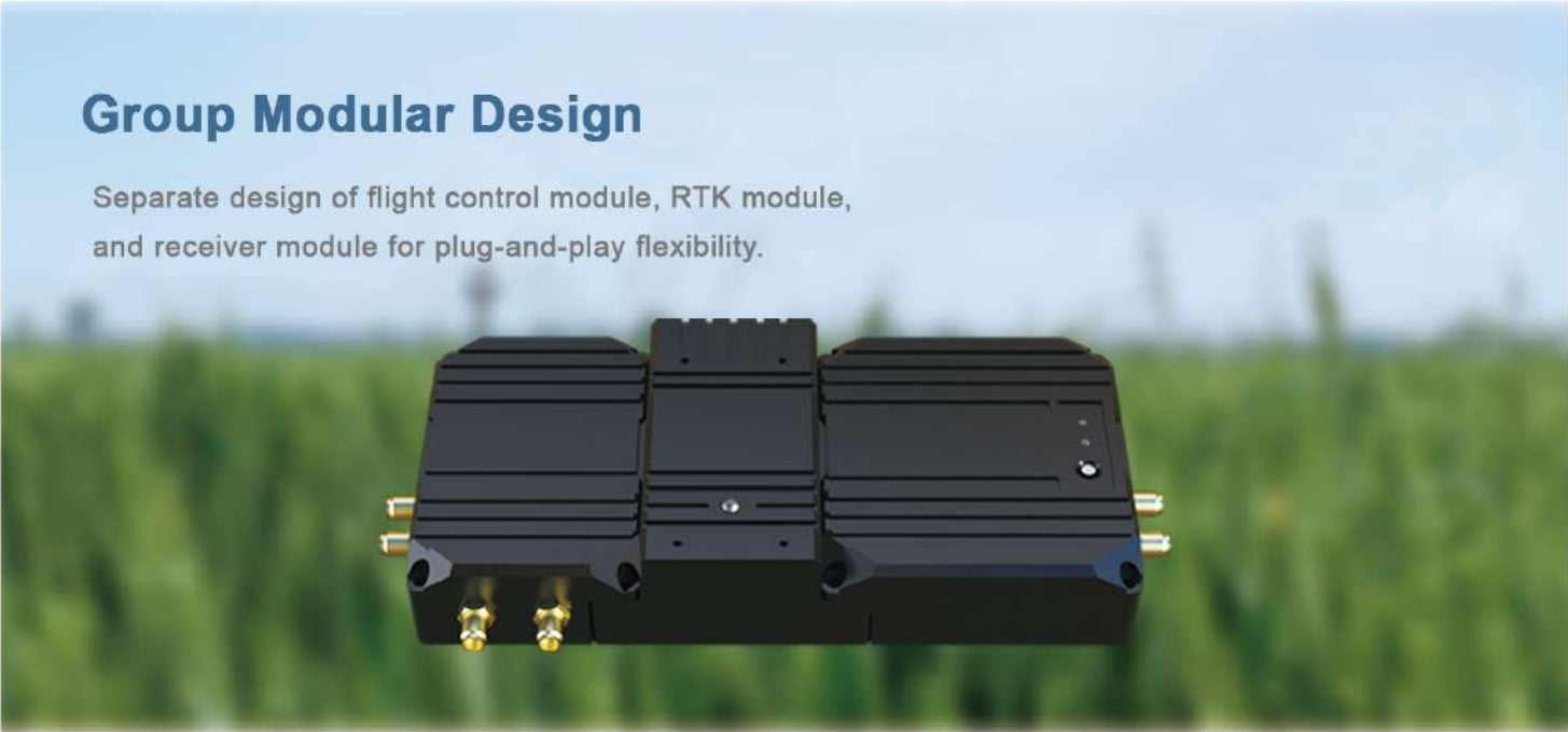 RCDrone, Modular design for easy component swapping between flight control, RTK, and receiver modules.