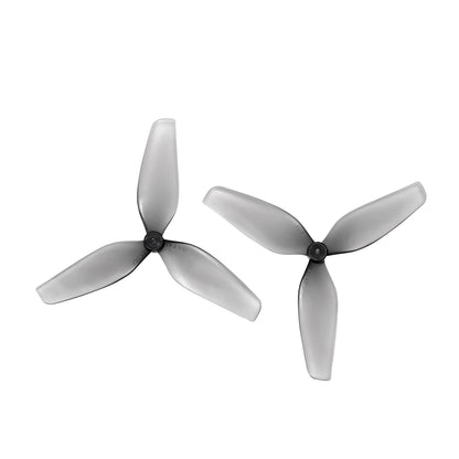 HQProp 2X1X3 2-inch 3-blade propeller set, smoke gray pair shown from top