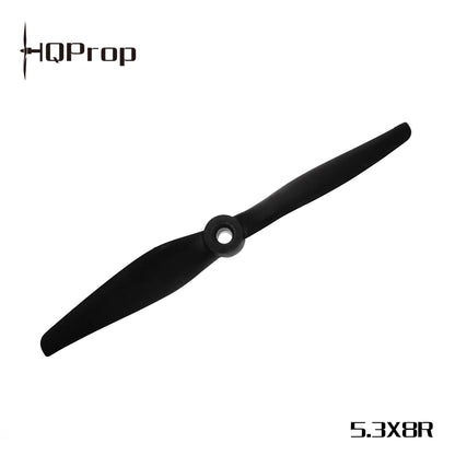 HQProp propeller labeled 5.3x8R, black two-blade pusher prop on white background