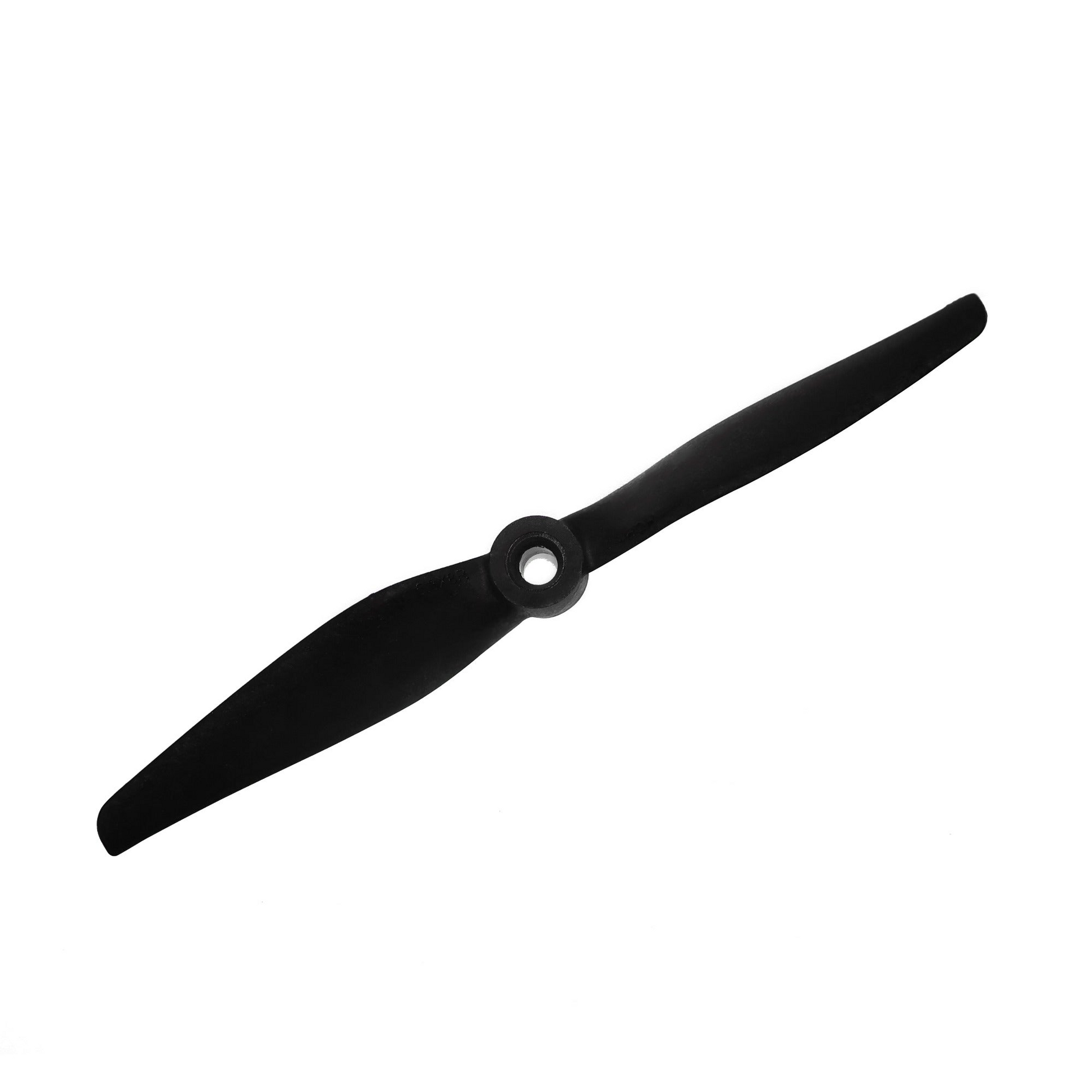 HQProp Thin Electric Pusher Propeller, black two-blade prop with center hub on white background