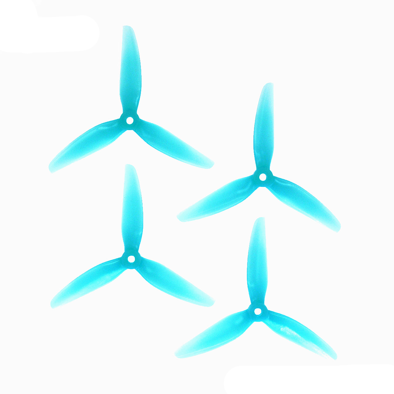 HQProp 6x3x3 3-blade polycarbonate propellers set, four turquoise props on white background