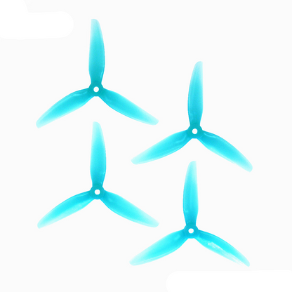 HQProp 6x3x3 3-blade polycarbonate propellers set, four turquoise props on white background