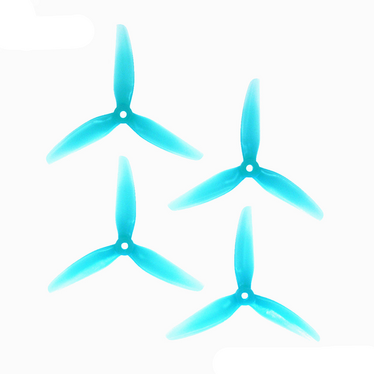 HQProp 6x3x3 3-blade polycarbonate propellers set, four turquoise props on white background
