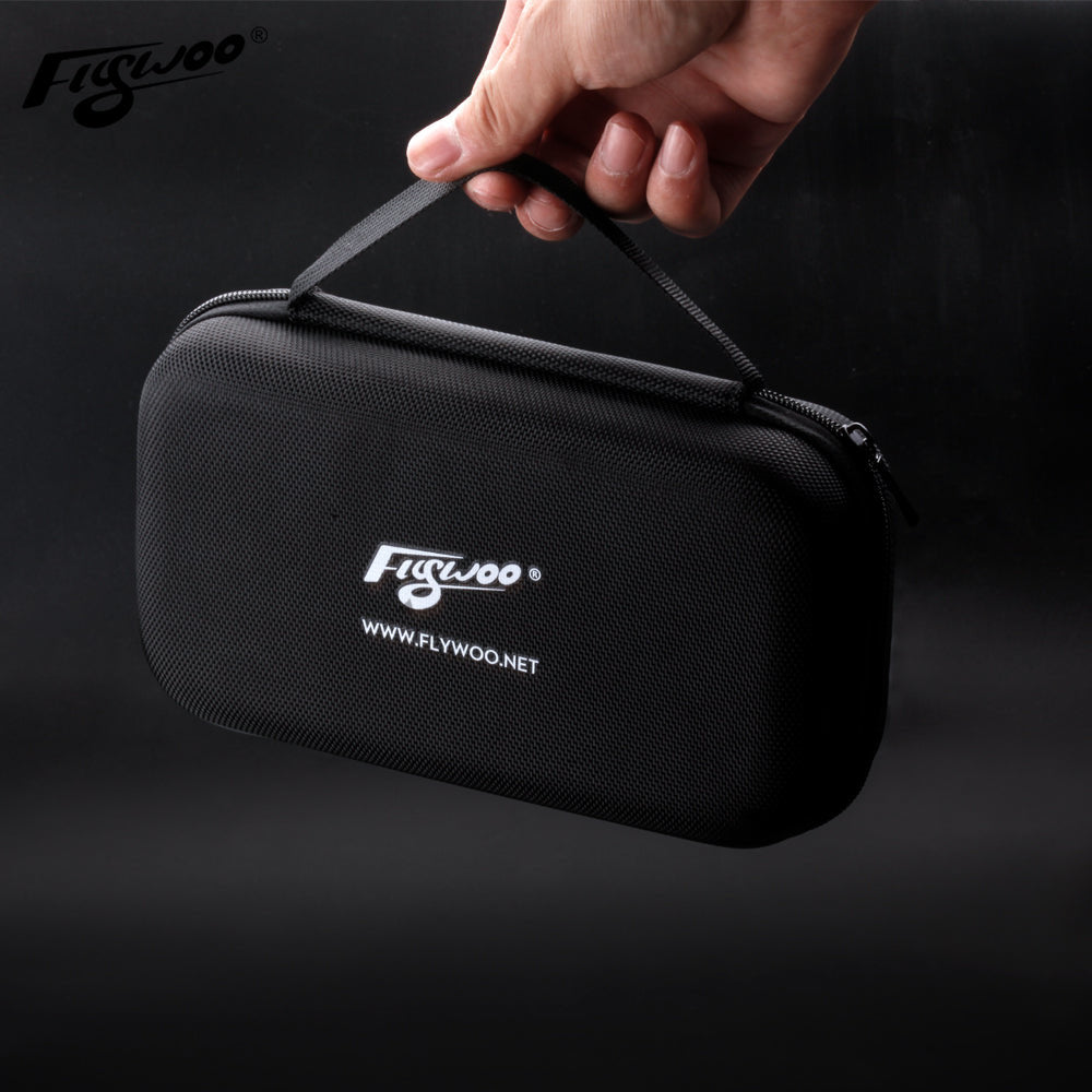 Flywoo tool bag hard case with zip closure and carry handle, black textured shell with Flywoo logo
