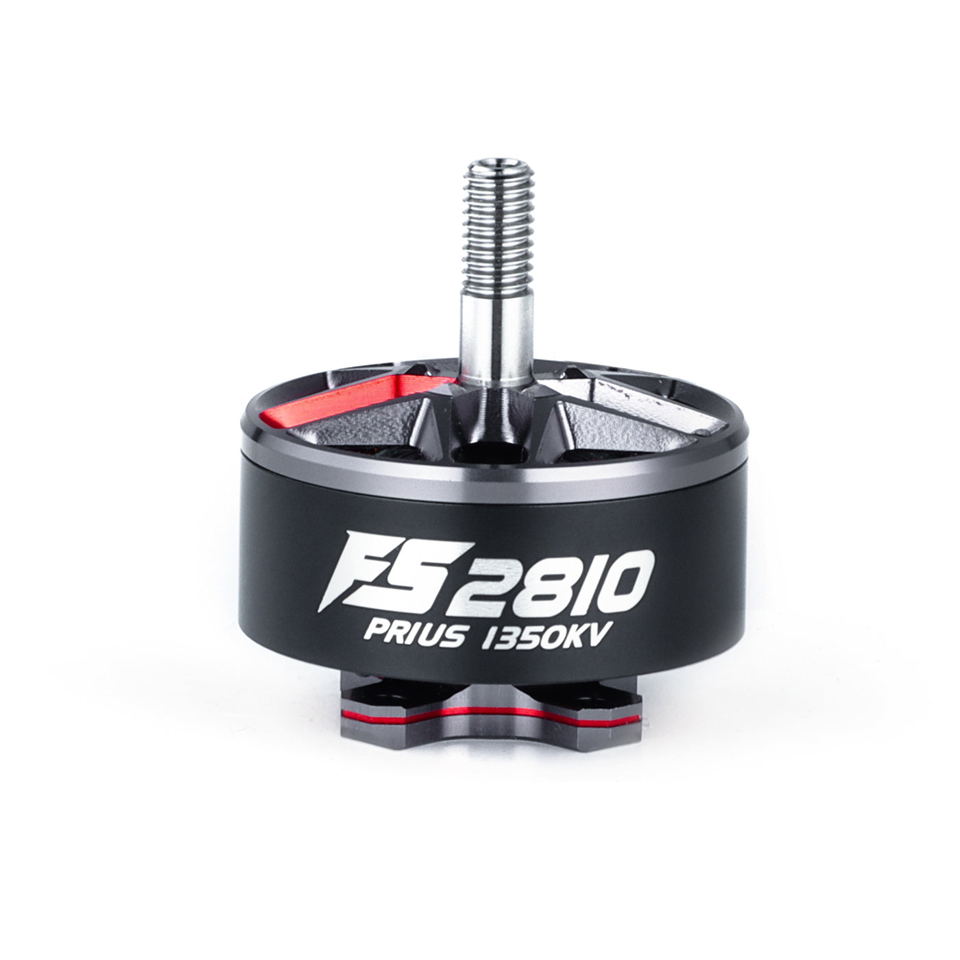 MAD Prius FS2810 V1.0 FPV Drone Motor, MAD Prius FS2810 FPV drone motor with threaded 5mm shaft, black can marked “PRIUS 1350KV”