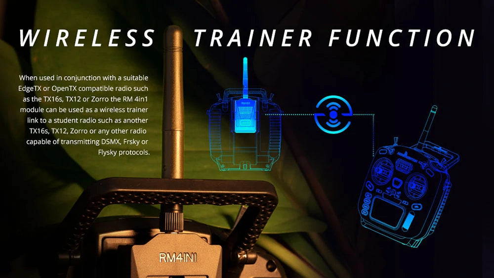 RadioMaster Micro 2.4GHz RM 4-in-1 Multiprotocol Module - JR / Nano For Zorro Boxer TX16S MKII TX12 MKII Radio Transmitter RM4in1 module can be used as wireless trainer link to student . can be