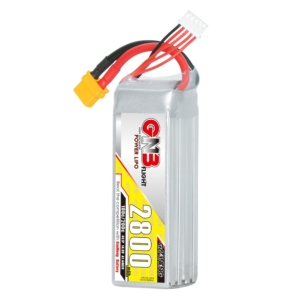 GAONENG GNB2800 4S 14.8V 2800mAh 100C LiPo battery with XT60 plug and balance lead
