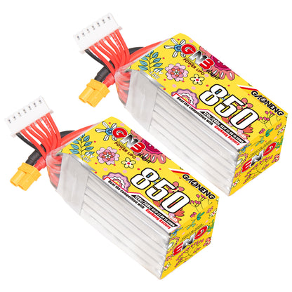 GNB LiHV 6S 850mAh 120C XT30 FPV drone LiPo battery pack set of two, yellow wrap