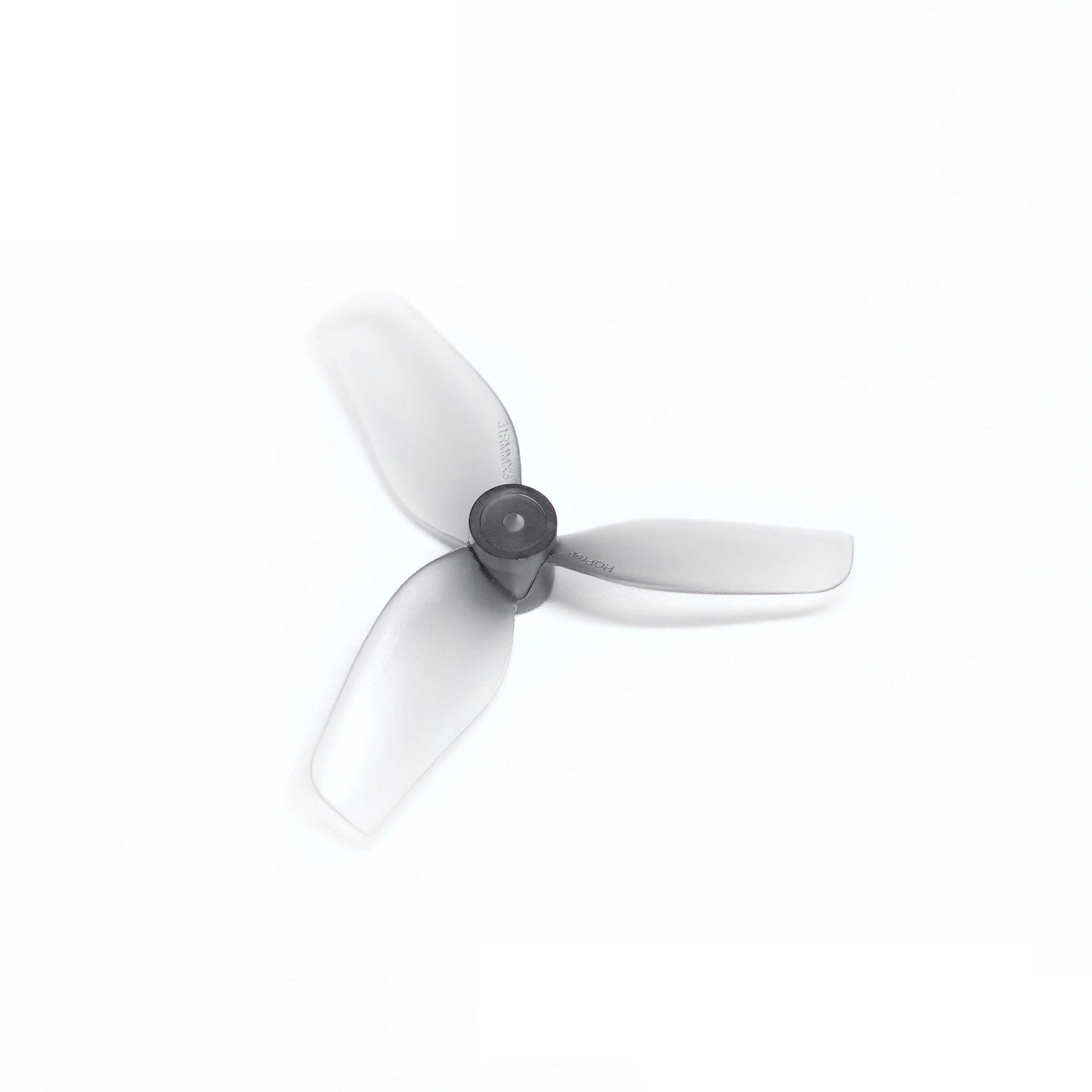 HQ Ultralight Whoop Prop 31mmx3 grey tri-blade micro drone prop, top view