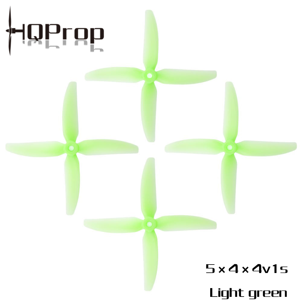 HQProp 5x4x4v1s 5 inch 4-blade propellers, light green color option (4 props)
