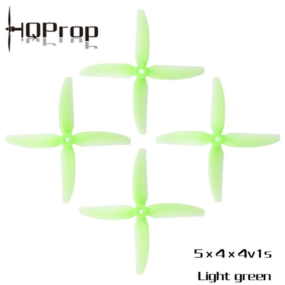 HQProp 5x4x4v1s 5 inch 4-blade propellers, light green color option (4 props)