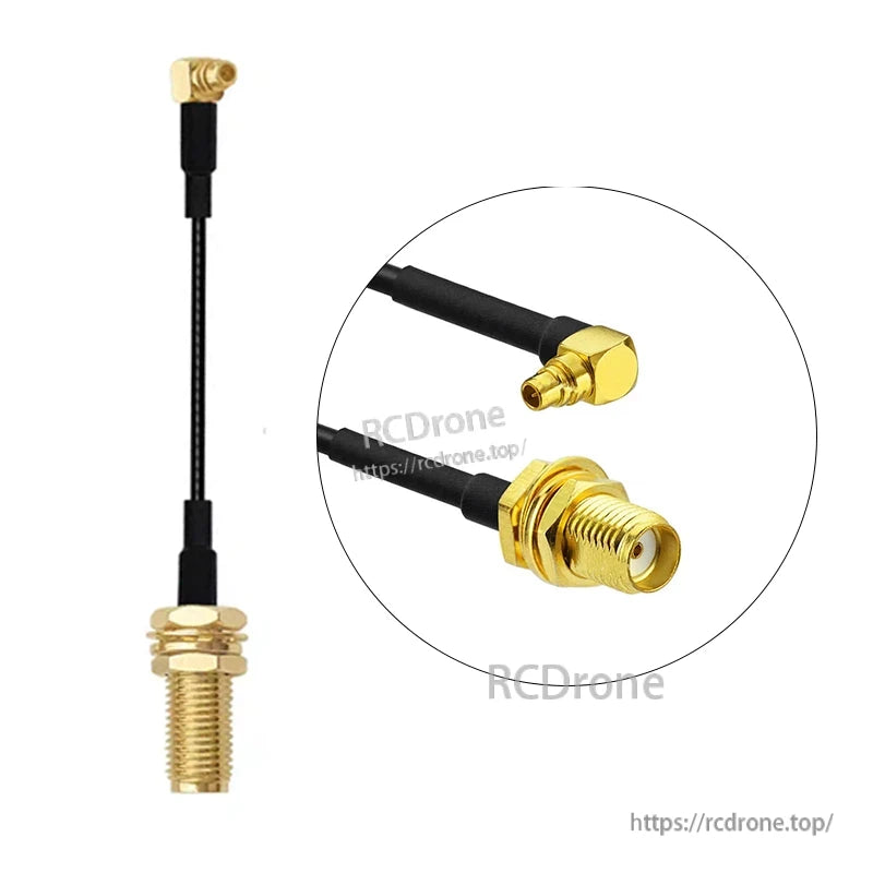 90° MMCX Male to SMA Female Cable, 90° MMCX male to SMA female RF coax cable with right-angle MMCX plug and bulkhead SMA connector