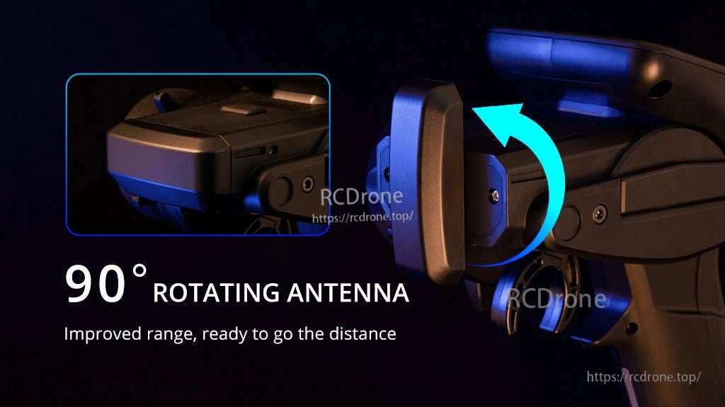 90° rotating antenna mounted on MT12 surface radio, adjustable angle for improved range