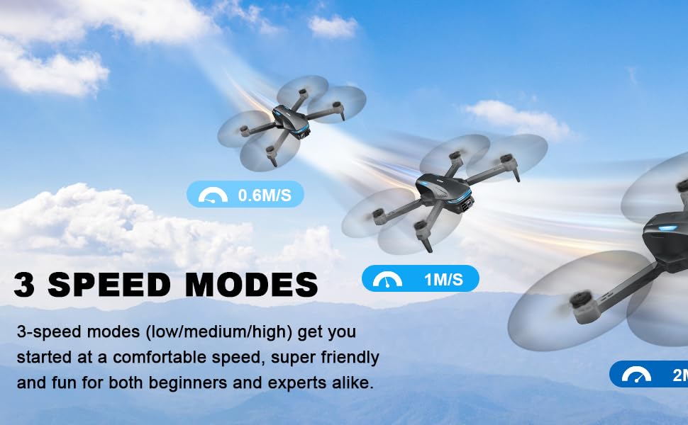 Loiley S29 Drone, 0.6mis 3 speed modes (lowlmedium/high