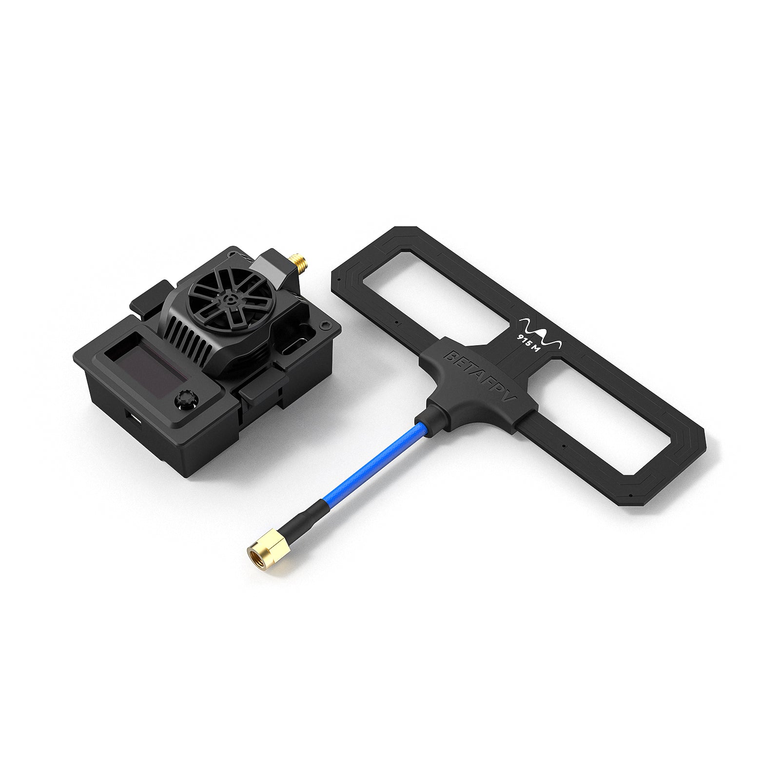 Micro TX V2 transmitter module with BETAFPV T-style antenna and coax pigtail (detached)